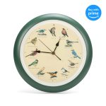 Mark Feldstein and Associates Original Singing Bird Wall Clock, 13 inch, Green