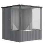 AECOJOY 5x5 FT Storage Shed, Metal Sheds & Outdoor Storage with Lockable Doors and Ventilated Mesh, Utility Garden Tool Shed