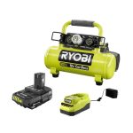 Ryobi One+ 18V Cordless 1 gal. Portable Air Compressor and 2.0 Ah Compact Battery and Charger Starter Kit