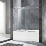 Woodbridge Beccles 56 in. to 60 in. x 62 in. Frameless Sliding Bathtub Door with Shatter Retention Glass in Brushed Nickel HSD3627