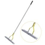 BARAYSTUS Thatch Rake, 15-inch Wide Lawn Thatching Rake for Cleaning Dead Grass, Efficient Steel Metal Lawn Grass Rake with Stainless Steel Handle,