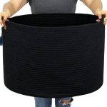 Casaphoria XXXLarge Cotton Rope Basket for Living Room - Woven Storage Basket with Handle for Blankets, Towels and Pillows Laundry Hamper | Dark