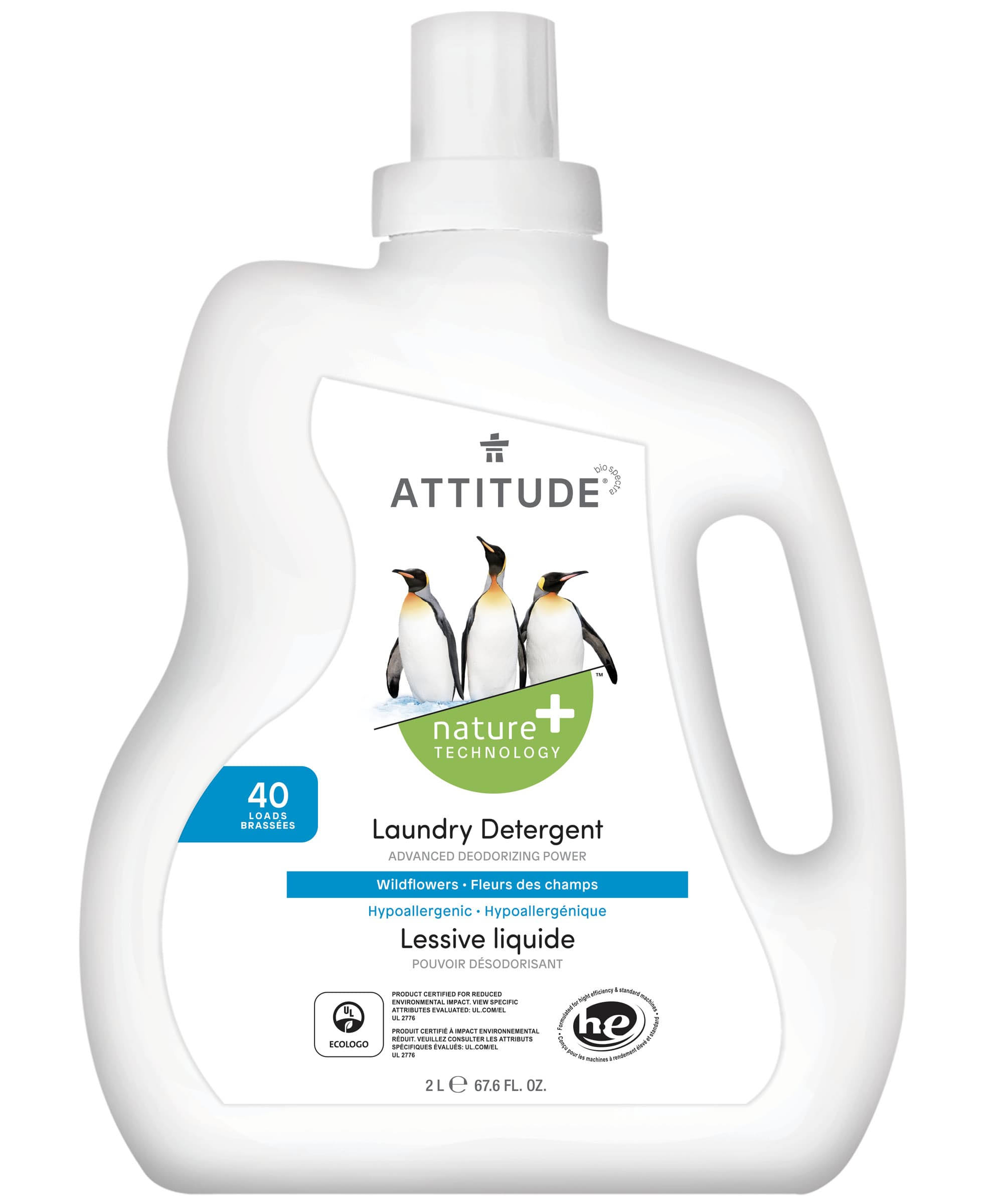 5c6dbd4080ba75ff09f54220a1fdb95871756972b5e7a3862bdf27e29b7a5a6e.jpg Attitude Laundry Detergent Wildflowers 67.6 fl oz - Image 1