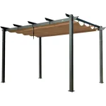 Aluminum Retractable Pergola with Sun Shade Patio Gazebo with Weather - Resistant Canopy for Backyard Deck Garden Grape Trellis Outdoor Pergola, Beige