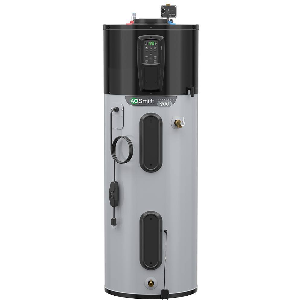 5c89ded7a1225546af5eb4031672b99717c68bd46d19a850c89f7e466e354b1c.jpg A.O. Smith Signature 900 66-Gallon Tall 10-Year Warranty 120-Volt Plug-In Smart Hybrid Heat Pump Water Heater with Leak Detection and Automatic - Image 1