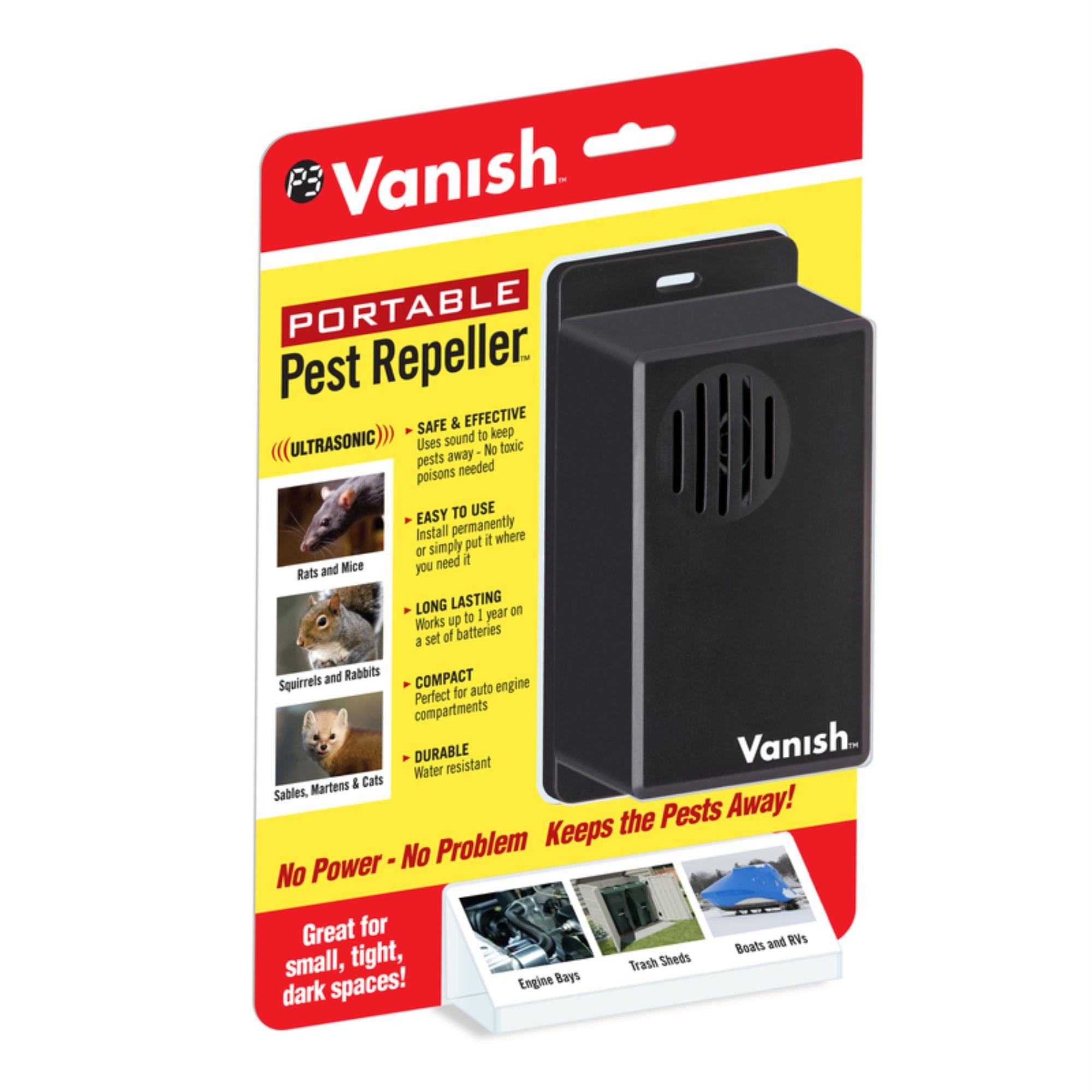 5c8dfbf892c6e604037142e189d4e8bcdcfd6e70d18f0184c357a44b694f6fd0.jpg Vanish Portable Battery-Powered Electronic Pest Repeller for Outdoor Pests - Image 1