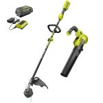 Ryobi 40V Cordless Battery Attachment Capable String Trimmer and Leaf Blower Combo Kit Multicolor