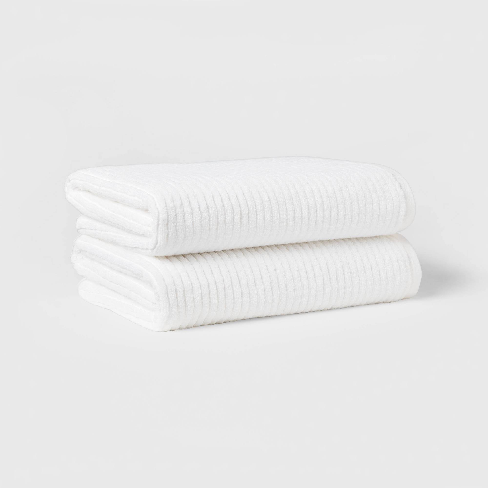 5d16d4932d14f150723cb04b9e3dd18f377e47f7585a8adc18e308590b177b57.jpg 2pk Quick Dry Ribbed Bath Towel Set - Threshold - Image 1