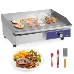 22" Commercial Electric Griddle 2000W, Stainless Steel Flat Top Grill w/ Cast Iron Plate & 122°F-572°F Adjustable Temp, Kitchen Countertop Teppanyaki