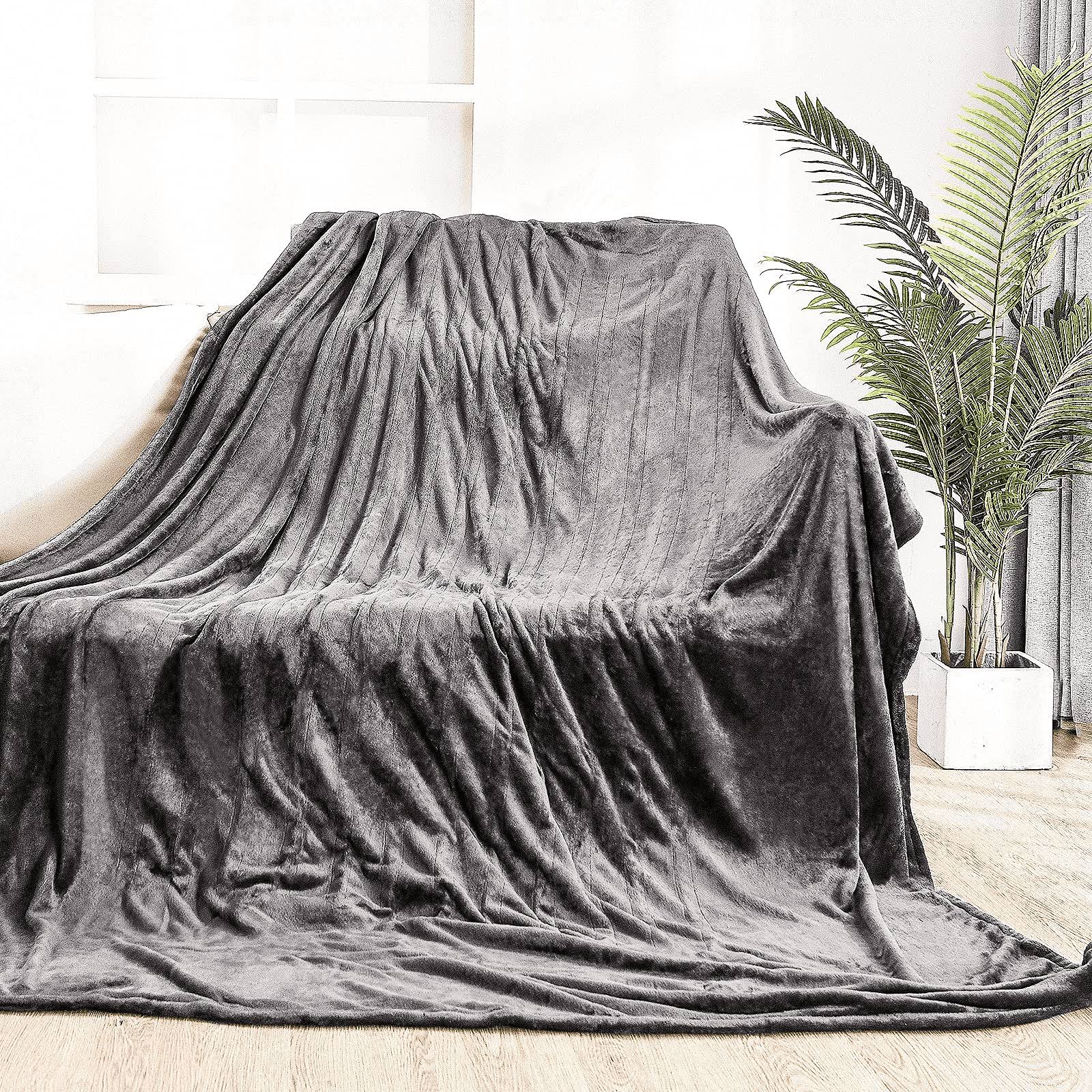 5d9fde1dda4b5b92f17ff654b02ed6c63d49f5125a4c28140cb598cd3a7078e4.jpg MaxKare Electric Heated Blanket 72"x84" Full Size with 10 Heating Levels & 10 Timer Settings, ETL Certification, Grey - Image 1