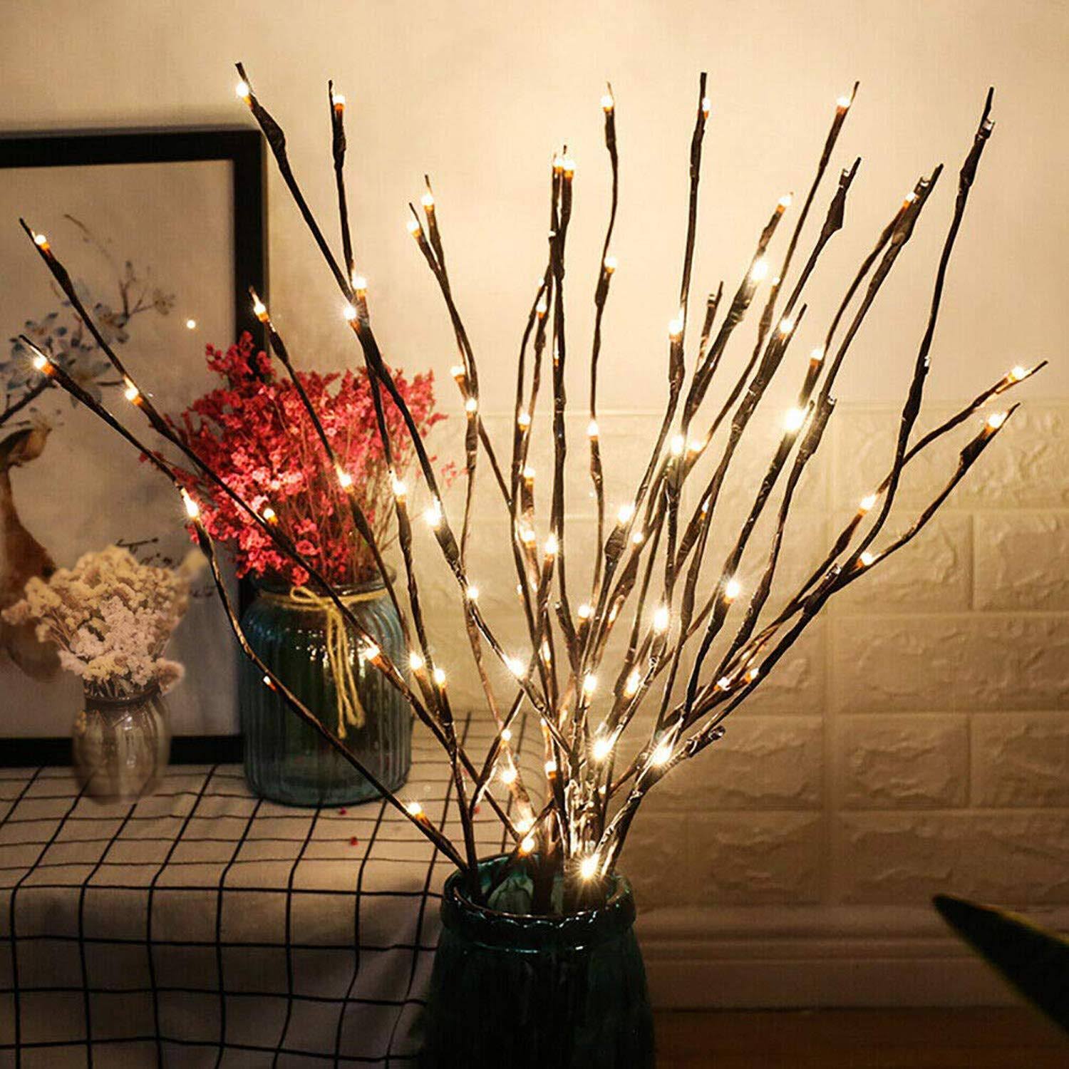 5da3c4c70fcd9b9ebba4fd855a56e51c6411685fa489a8be4d712bf67b48b139.jpg GM G-more 2 Pack LED Branch Lights Battery Powered Decorative Lights String Willow Twig Lighted Branch for Home Decoration Warm White 20 Inches - Image 1