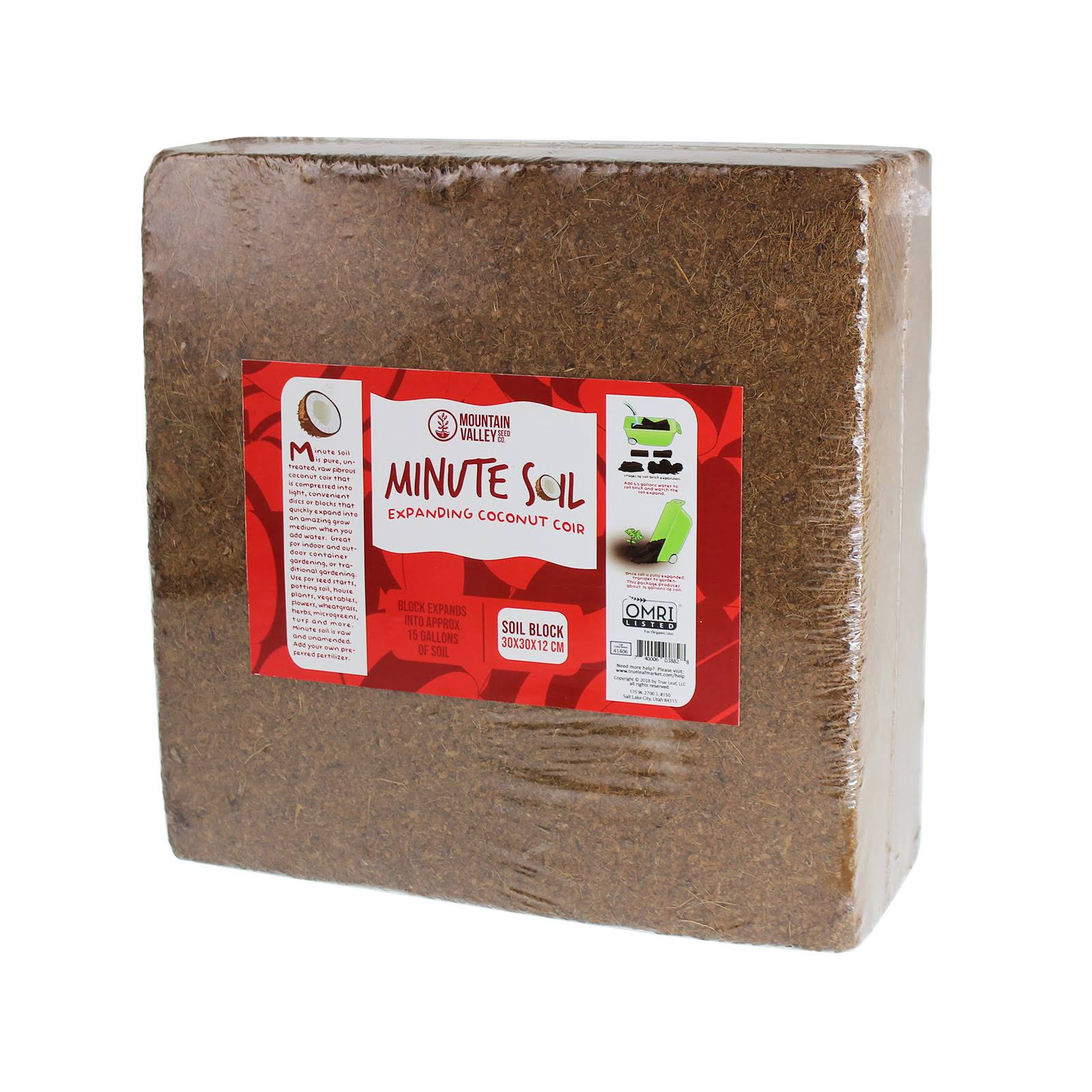 5dac5ad75b3e7ed217efeb53ef4e0b8c543cdb0535b43f15a58799edd602af7f.jpg Mountain Valley Seed Minute Soil - Compressed Coco Coir Fiber Grow Medium - 1 Block = 15 Gallons of Potting Soil (approx Wheelbarrow Full) - Gardenin - Image 1