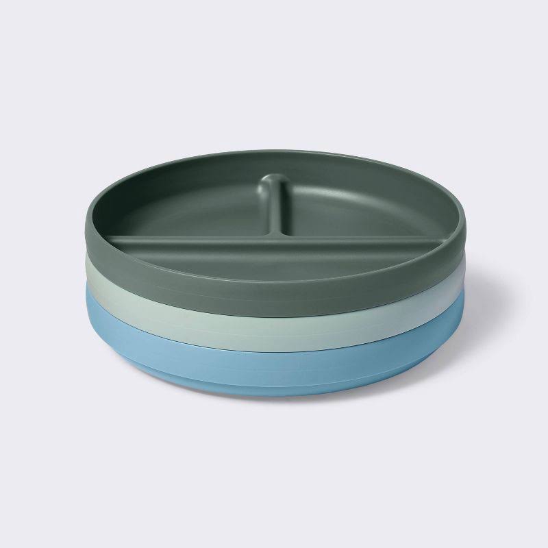 5db92dc6e27087d4681d7f1b70f89d73fab7804dde1bc35fa15614950f435bb9.jpg Divided Plate - 3pk Blue/Green - Cloud Island - Image 1