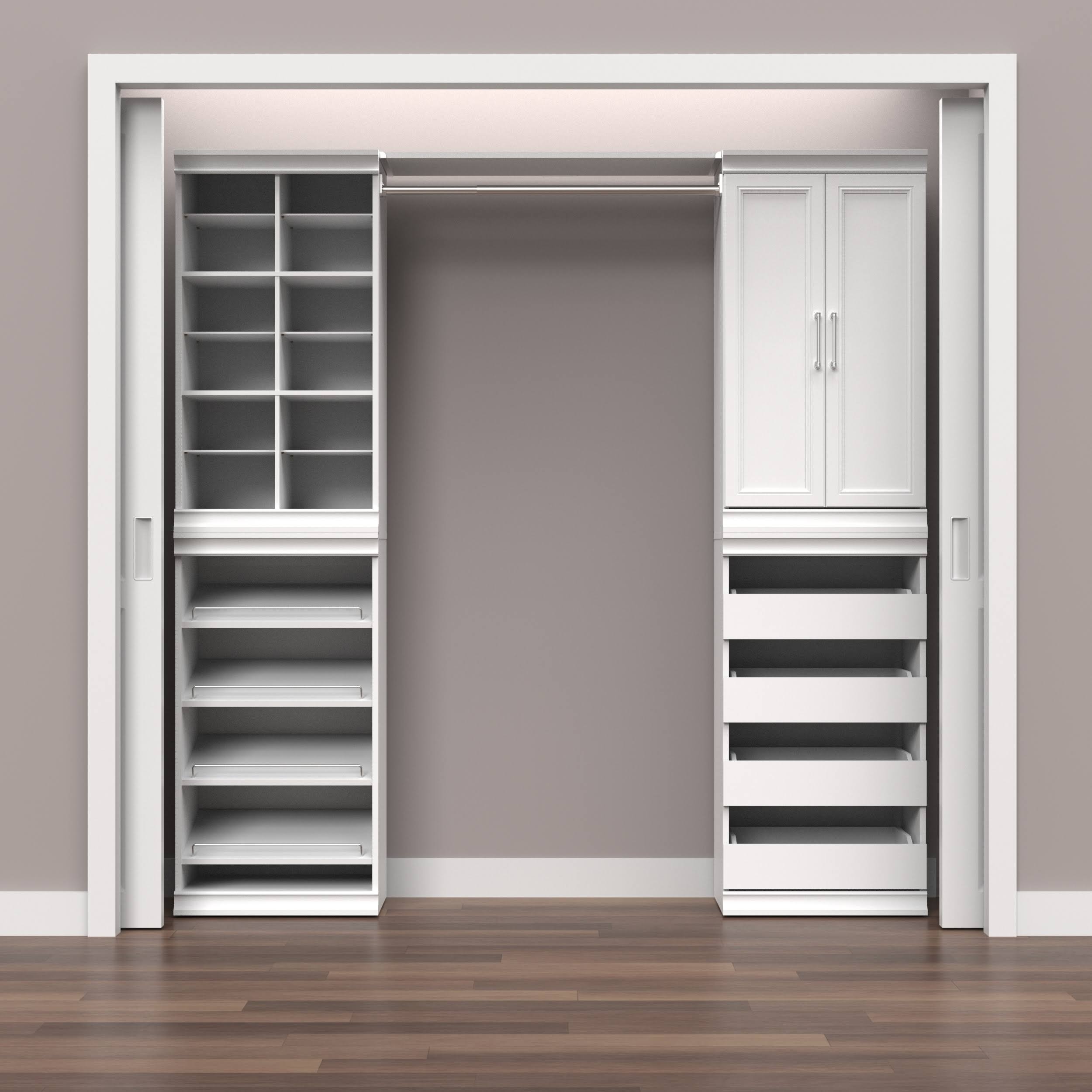 5dbe4a36f1c3d90a138e2940d3e402bc343f1e8947b8bb4bc59b25531c406503.jpg ClosetMaid 4566 Modular Closet Storage Stackable Shoe Shelf Unit White - Image 1
