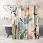 Americanflat 71x74 Floral Shower Curtain - 100% Polyester Shower Curtain with 12 Hooks - Shower Curtains for Bathroom - Art Shower Curtain by Pi