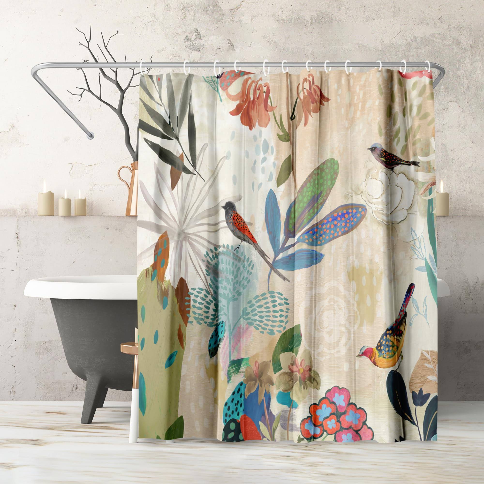 5dbed24119223ffe59be76698ff9c1967556daa6ab617446b584cc2596995037.jpg Americanflat 71x74 Floral Shower Curtain - 100% Polyester Shower Curtain with 12 Hooks - Shower Curtains for Bathroom - Art Shower Curtain by Pi - Image 1