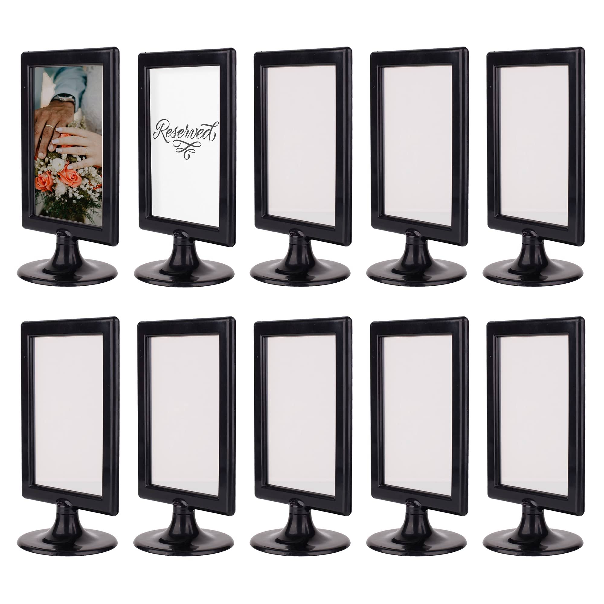 5e050f00854c28616f4d12d55366f825c3a73e617d6ce1e1281c7e814f994ff6.jpg Alben Double Sided Standing Picture Frames - (Black, 10 Count) 4x6 inch Pedestal Photo Frame with Inserts and Base - 2 Sided Frame for Vertical - Image 1