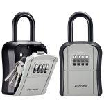 Puroma Key Lock Box, Portable Combination Lockbox Wall-Mounted Key Storage Box for House Keys, Resettable Code Safe Security LOC