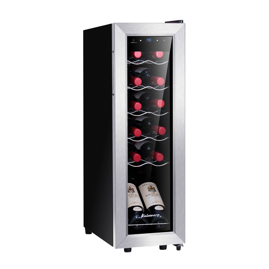 5e407712e7226fbd42ae0571d78c7329ab39a672f9b1385c99202640a2fc6da9.jpg Kalamera 12 Bottle Free Standing Compressor Wine Cooler with Glass Door with Concealed Handle - Image 1