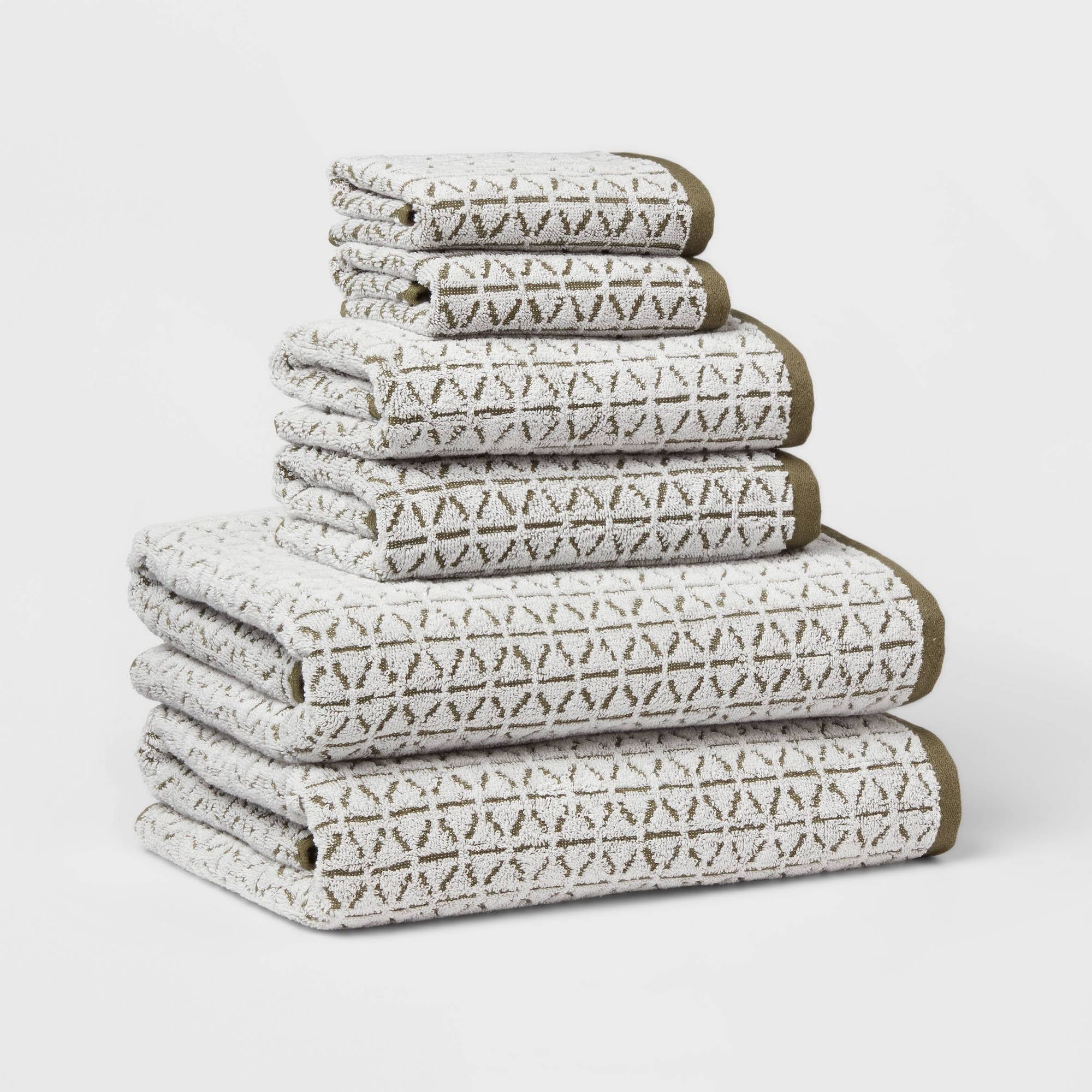 5e6c741693f81fdadf4dd7019820b980d7c71fcaf95ad2fcf5ec7cdf6855ae22.jpg 6pc Boho Bath Towels and Washcloths Set Dark Green - Threshold - Image 1