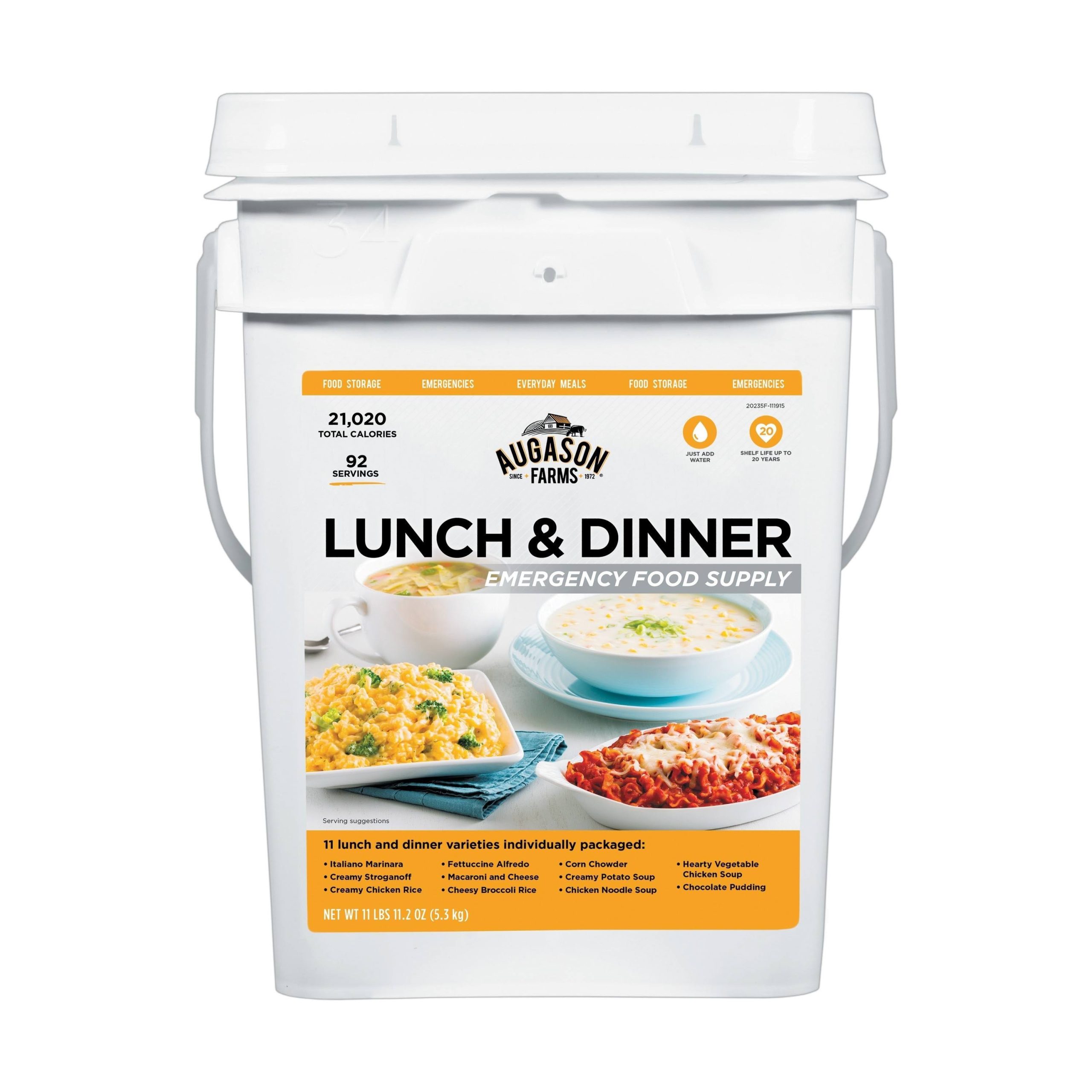 5e7c33301c3180cf50ea939b60601b80b9294630619960c23391c66e2ba4e7ee.jpg Augason Farms Emergency Food Supply Lunch & Dinner Pail - Image 1
