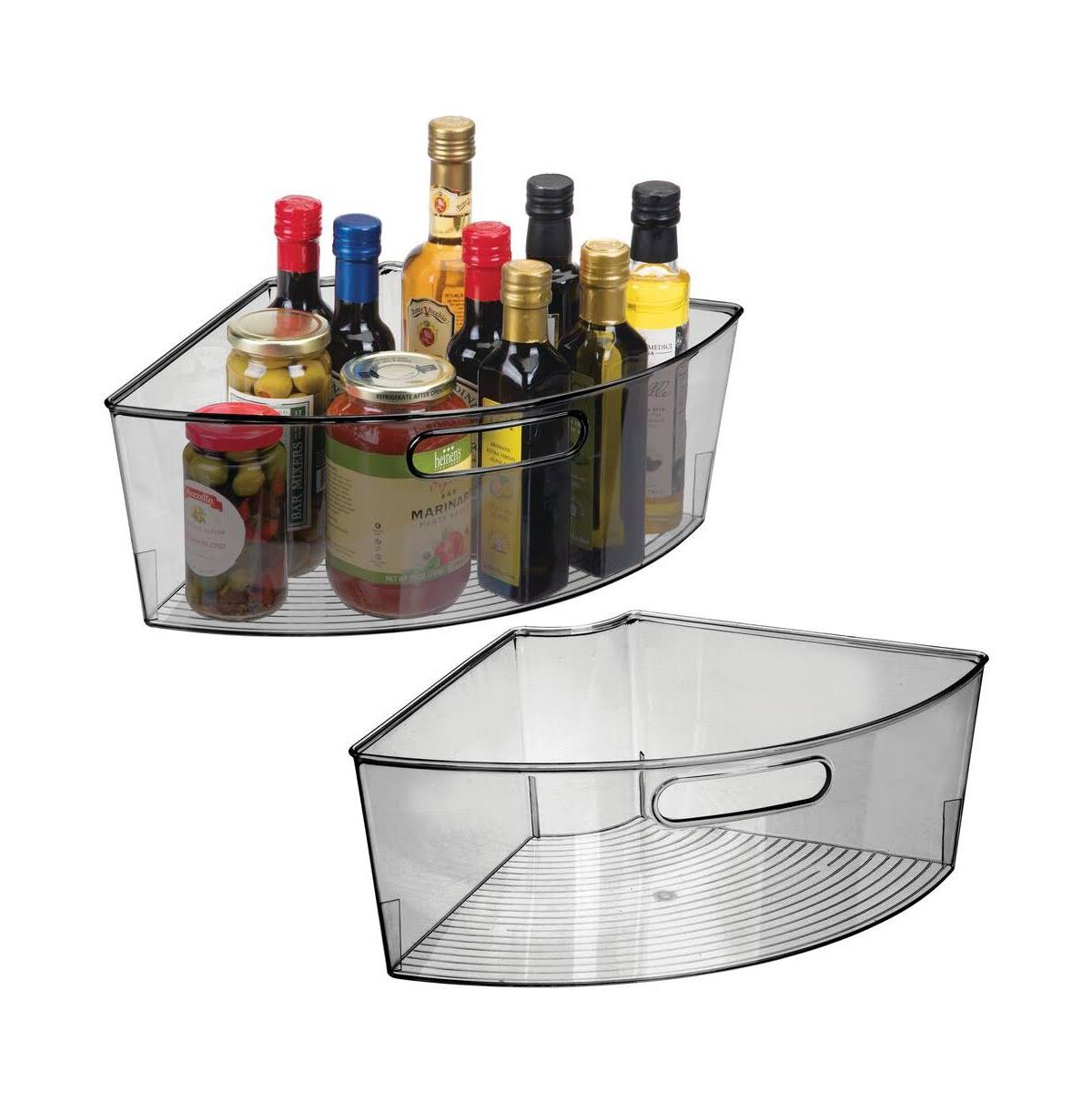 5e968cb9b95951b384f63986c2b0c73dcf7267eaee322ebe925bd3ff325fe75f.jpg mDesign Plastic Lazy Susan Organizer Bins with Handle for Kitchen - Smoke - Image 1