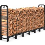 Amagabeli Garden & Home 8ft Outdoor Fire Rack, Fireplace Heavy Duty Firewood Pile Storage Racks for Patio Deck Metal Log Holder