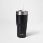 30oz Stainless Steel Straw Tumbler Black - Embark