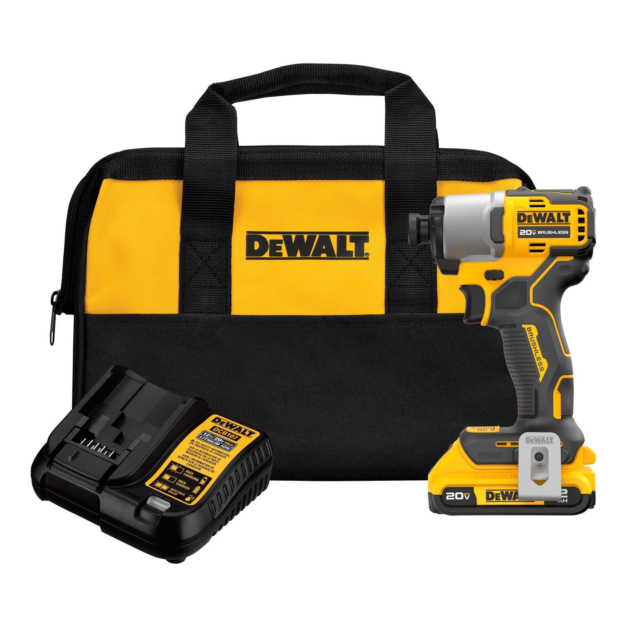 5ee4a77d5724a0c367cd823808d4db52f60eb4e3d87d131d0e5d8ee14e50b9c6.jpg DeWalt 20V Max Brushless Cordless 1/4 in Impact Driver Kit - DCF840D1 - Image 1