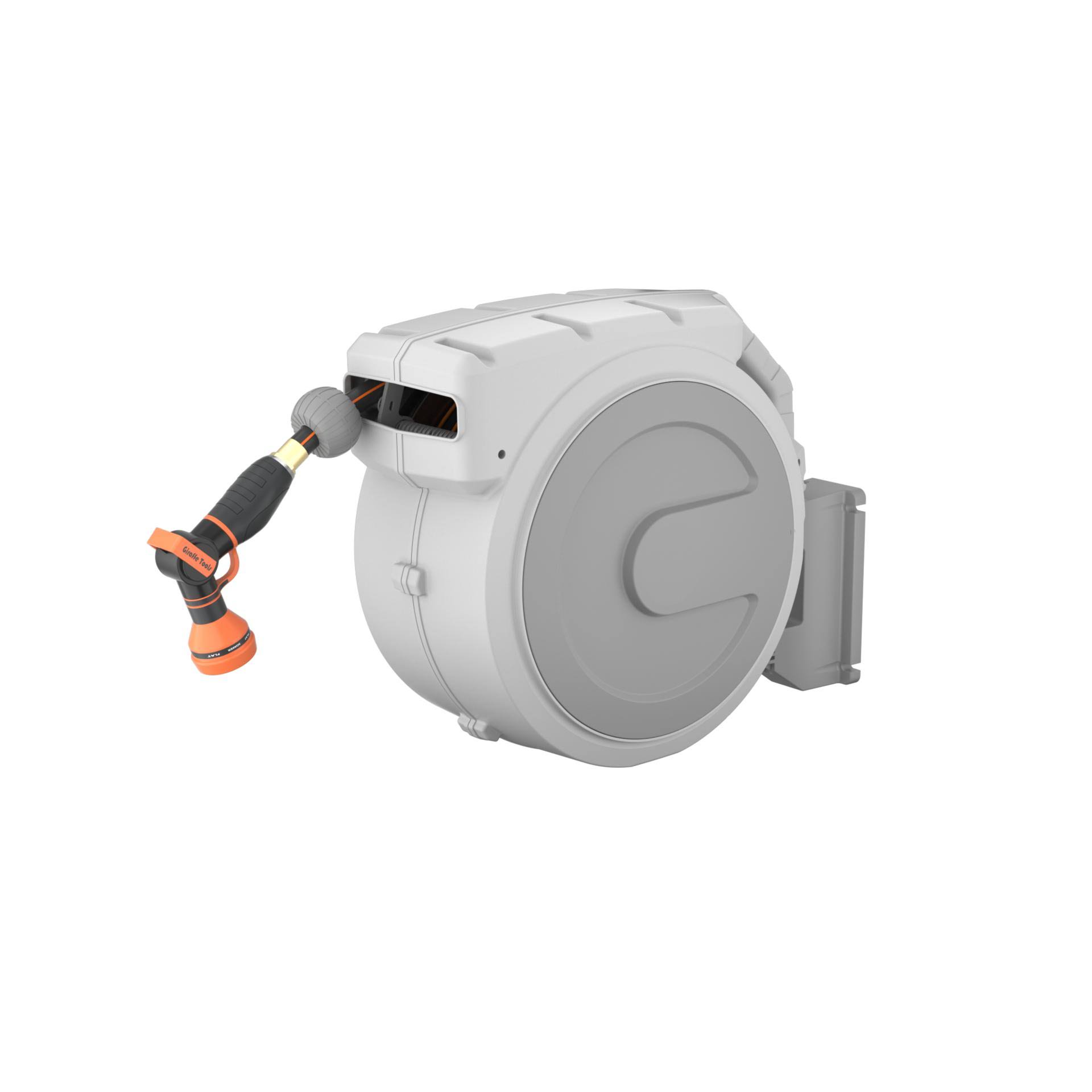 5f0841c19abb06c6f2b575b026732dd4706419880875f268bd227c4c16dc505f.jpg Retractable Garden Hose Reel 130-ft 1/2-in Light Grey - Image 1