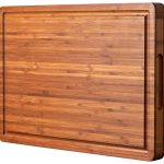 Allsum Large Wood Cutting Board for Kitchen, 1�� Thick Bamboo Cheese Charcuterie Board, Butcher Chopping Block, with Juice Grooves and H
