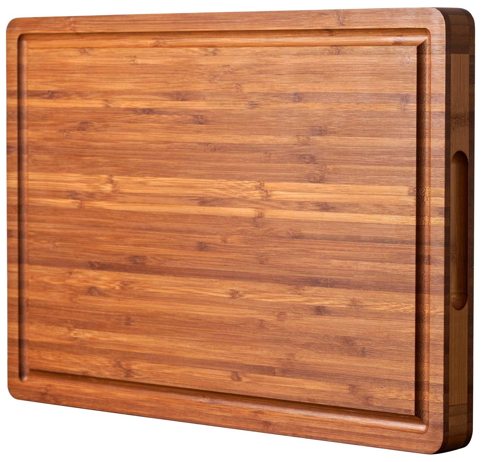 5f1039527a16c2fdb41e661eaa8276f4d7724d7836d2977bd7f63d49af5761ea.jpg Allsum Large Wood Cutting Board for Kitchen, 1�� Thick Bamboo Cheese Charcuterie Board, Butcher Chopping Block, with Juice Grooves and H - Image 1