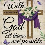 Selmad with God All Things Are Possible Easter Decorative Garden Flag, Religious Cross Lily Floral Flowers Home Yard Outdoor Decor, Butterfly