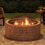 Sunjoy Stone 26 inch Round Wood-Burning Fire Pit Khaki