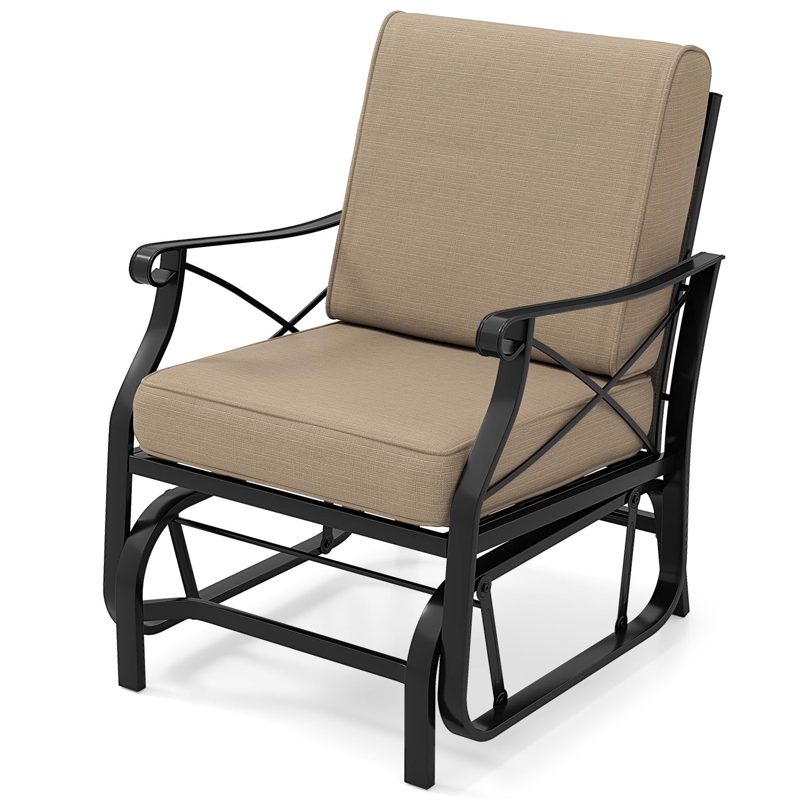 5f71b4299c79f12dc2f743fef7e791a779d03826e32248fd2e9963e117f5f220.jpg Tangkula Patio Glider Rocking Chair with Metal Frame and Thick Cushions - Image 1