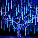 Christmas Lights Outdoor, 288 LED 12" 8 Tubes Meteor Shower Lights Outdoor Christmas Decorations Plug in, Waterproof Snow Falling Rain Icicle Xmas