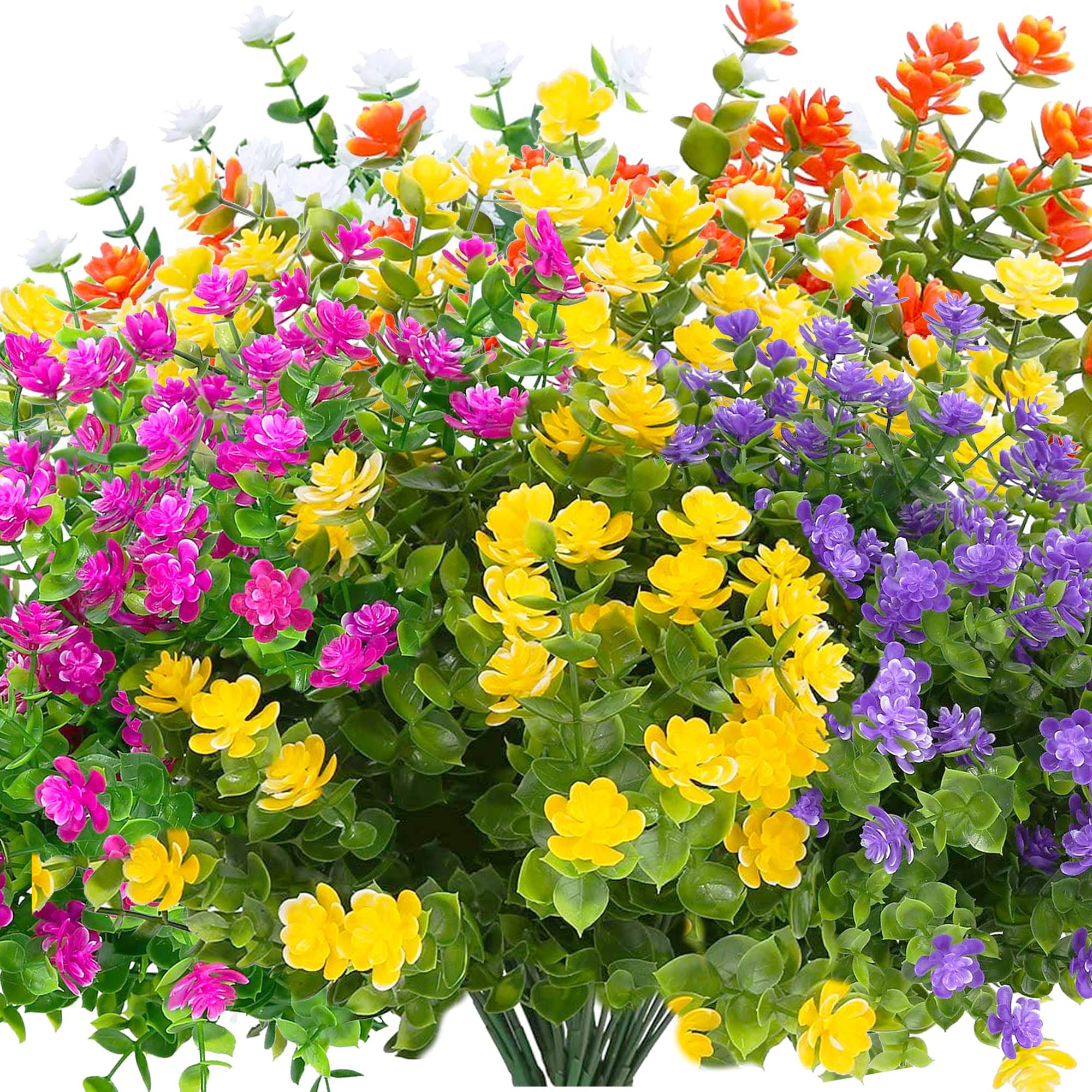 5f8c3abf7bfc1afc52fbfc4bc601d720400382832f4245797043eeb685ab31ed.jpg Kingsboomy 20 Bundles Artificial Fake Flowers, UV Resistant Faux Flowers Arrangement, Fake Plants Greenery Shrubs for Indoor Outdoors, Home Garden Pa - Image 1