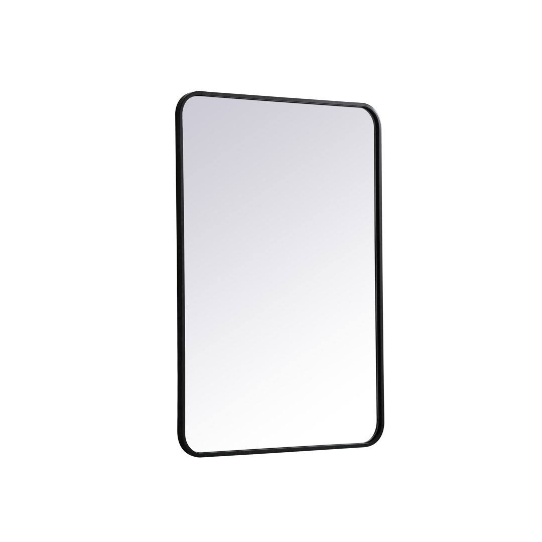 5f97300df562477bc4540960f2f5ecf6feeee0a25192f51ad7cf536938fe75b0.jpg Sabine Metal Rounded Rectangle Wall Mirror Finish: Black, Size: 36'' H x 24'' W - Image 1