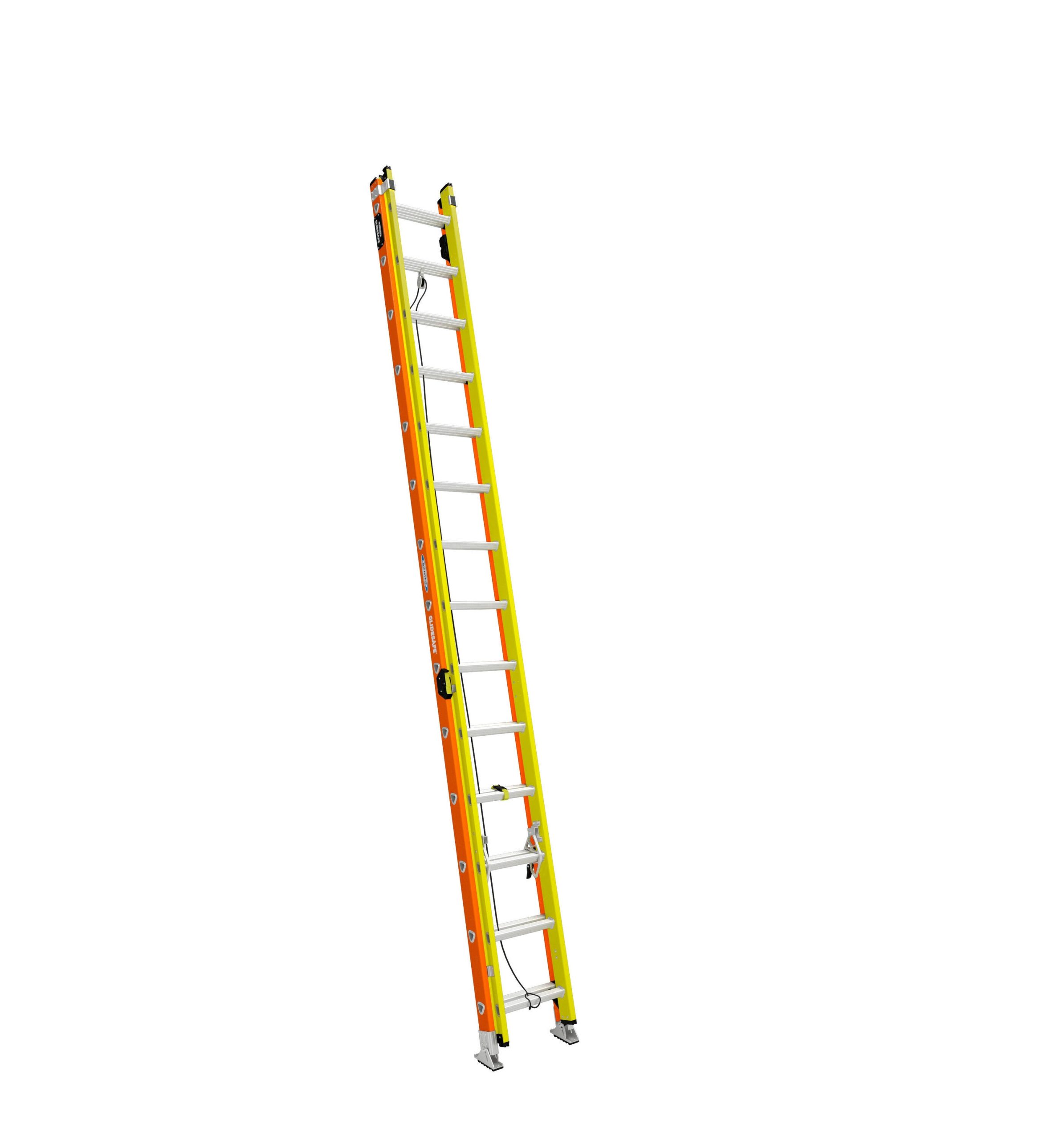 5fa61a54e9a739014cd3f05447f09a32905c2880876fcffeee0af7a619456208-1.jpg Werner GlideSafe Extension Ladder Fiberglass Tri Rung Type iA 28' - Image 1