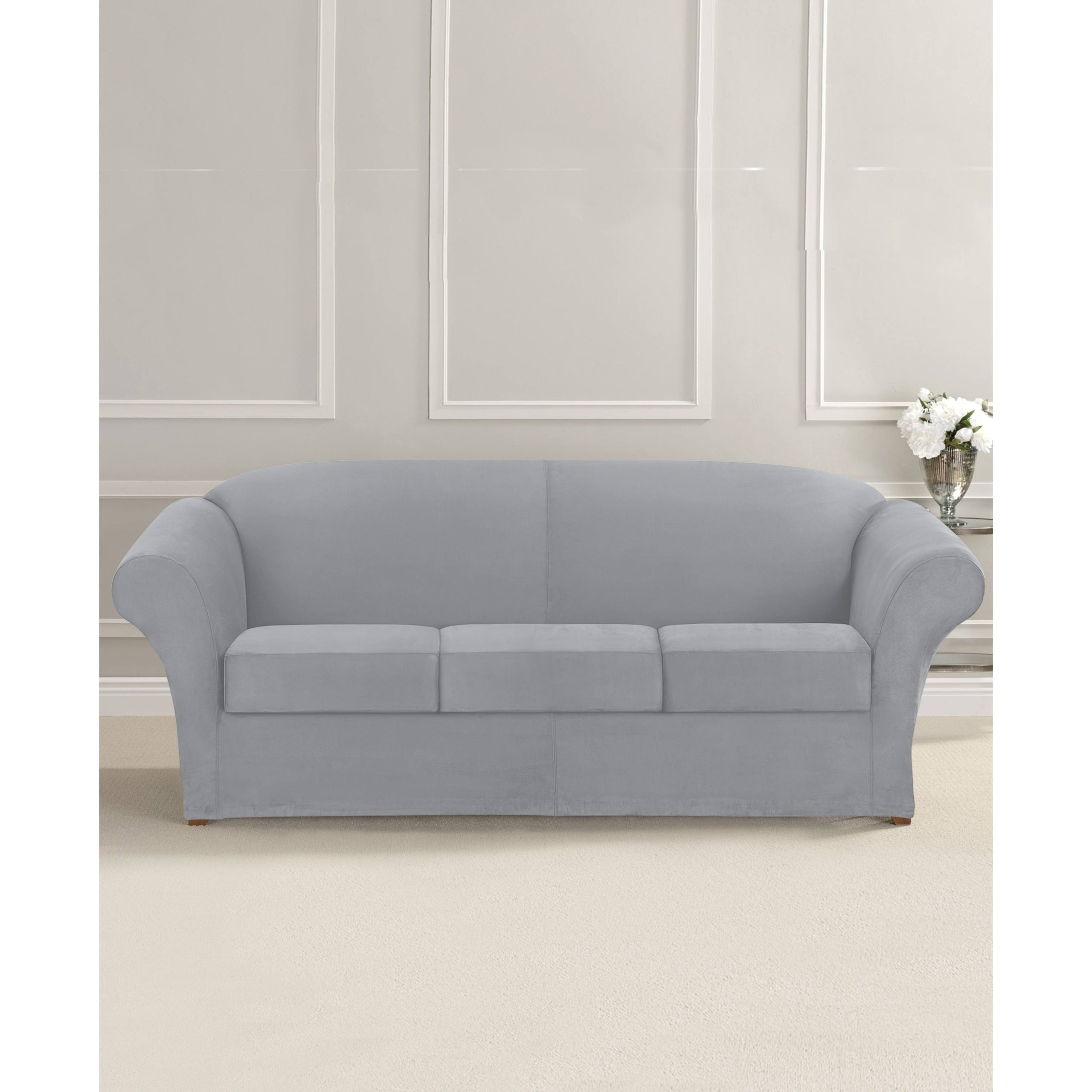 5fe824116f25cfcb7f852c3e4f66350b22cf4c07a0049e2d0f6b0efbb38c0832.jpg Ultimate Stretch Suede Box Cushion Sofa Slipcover Sure Fit - Image 1