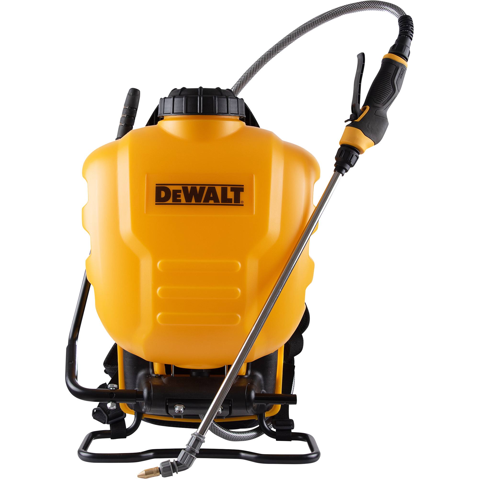 6015b90aa8ce575c92645234387e73a9e91feca601a4b48b1c1e98219d01efc9-1.jpg 4 Gallon DeWalt Backpack Sprayer With Stainless Steel Wand - Image 1