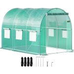 VEVOR Walk-In Tunnel Greenhouse, 10 x 7 x 7 ft Portable Plant Hot House w/ Galvanized Steel Hoops, 1 Top Beam, Diagonal Poles,
