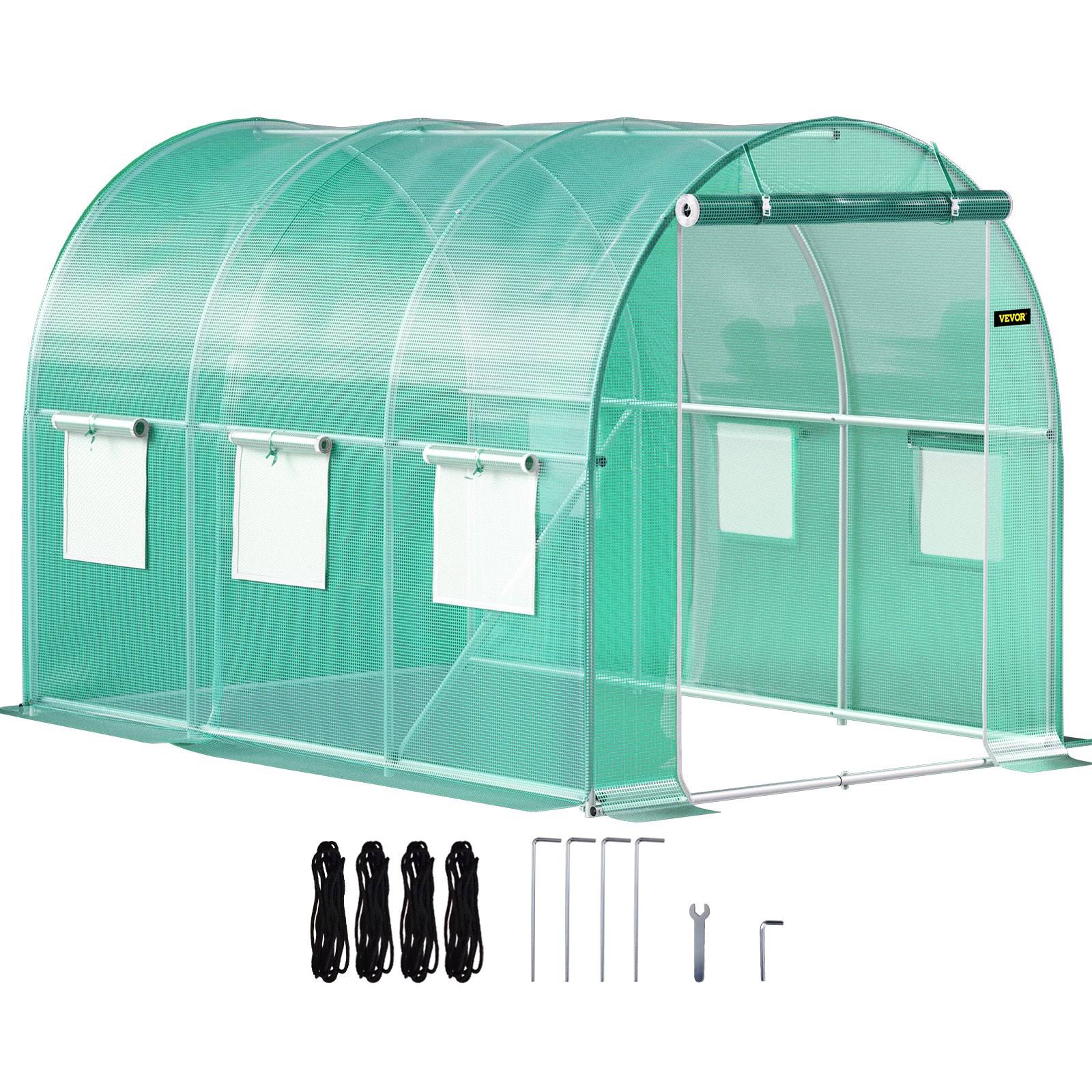 601b475429471d1ece6a8102df6b0df5878a2893fdaee1e7e8f121683e6f4d72.jpg VEVOR Walk-In Tunnel Greenhouse, 10 x 7 x 7 ft Portable Plant Hot House w/ Galvanized Steel Hoops, 1 Top Beam, Diagonal Poles, - Image 1