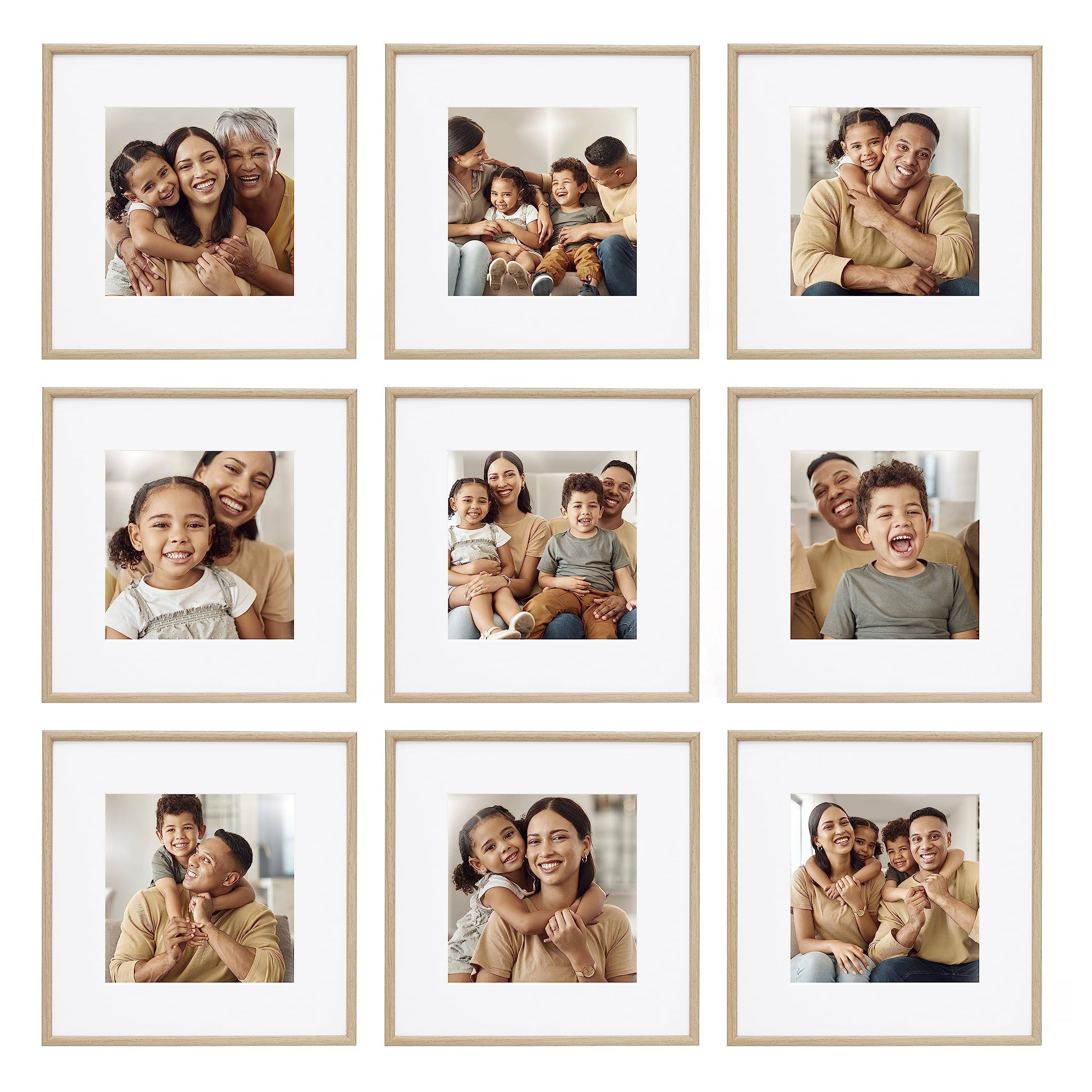 601ccb6476ee3ecf6bca8087f403ca05d9f06b40de962eb0f3392b3630b3c13e.jpg Camden Reed 9 Piece Gallery Wall Frame Set, Matted Frames Feature An 8x8 inch Photograph or Art Print, Light Natural Woodgrain Finish - Image 1