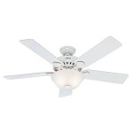 Hunter Pro's Best Five Minute 52" Ceiling Fan with Light - White - White/Beech Blades