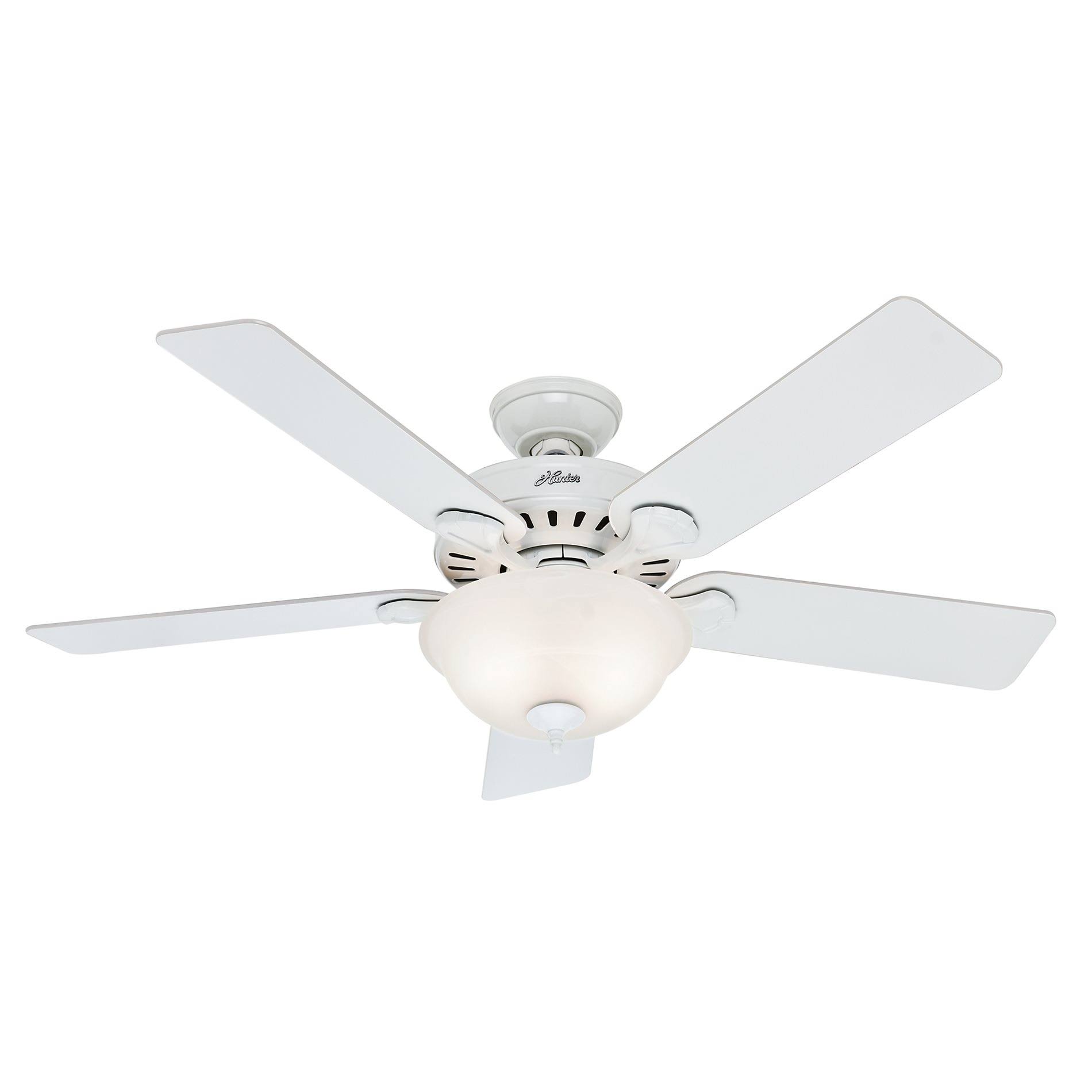60203f37c6a29fac6d644742307a3e6ff7f1e80e30390db9d7dae94f7c717204.jpg Hunter Pro's Best Five Minute 52" Ceiling Fan with Light - White - White/Beech Blades - Image 1