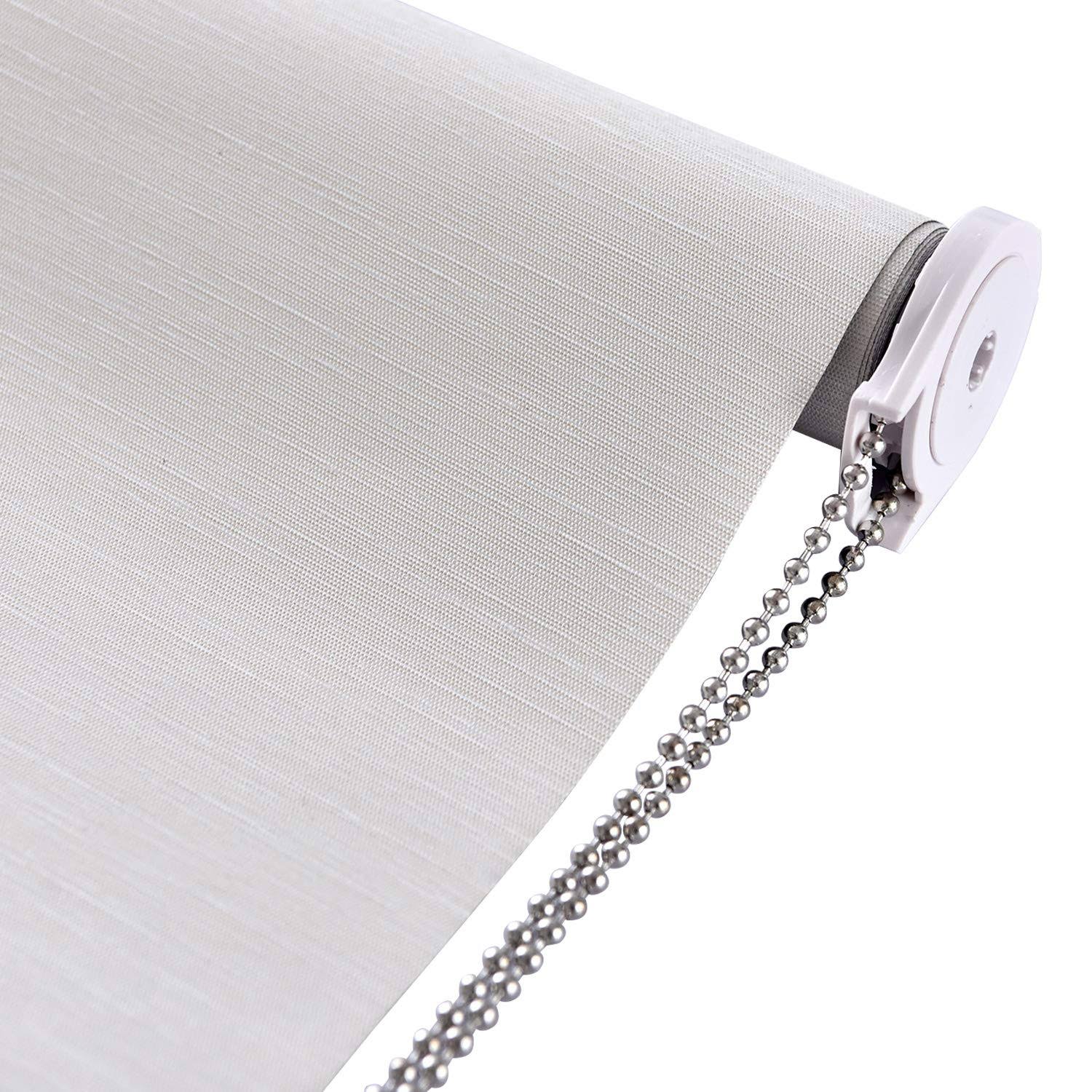 604677a3ff79f7e2060ca1c4c9c63329955ec2450008c8800d49378dcfd1d190.jpg Allbright Thermal Insulated Fabric 100% Blackout UV Protection Striped Jacquard Roller Shades for Windows,Easy to Install (Beige, 23'') - Image 1