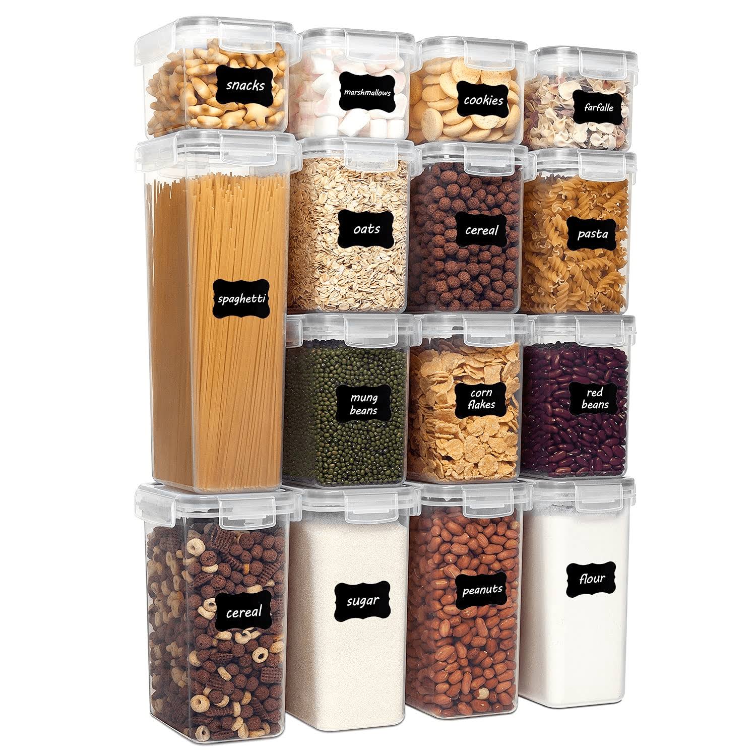 604fdb66a513ed093bb7c1defc743d3b17b82e458596ca66833f8c5e15230096.jpg Airtight Food Storage Containers Set, Vtopmart 15pcs Plastic Kitchen and Pantry Organization Canisters, Black - Image 1