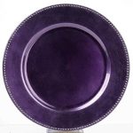 Efavormart 6 Pcs 13" Purple Beaded Round Charger Plates for Tabletop Decor Holiday Wedding Catering Event Decoration