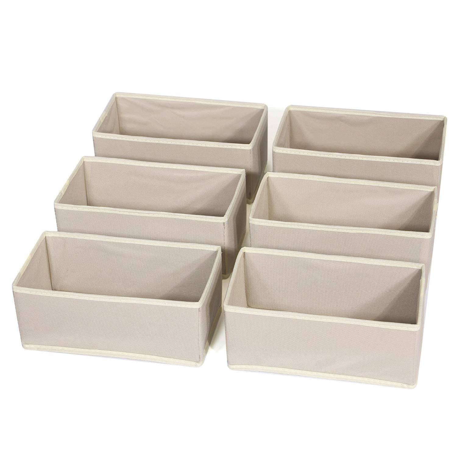 60826ef4d7a0c85b69796602fce9fb262dc3cc4d7ce39c9e09e8cb36771f4c76.jpg DIOMMELL 6 Pack Foldable Cloth Storage Box Closet Dresser Drawer Organizer Fabric Baskets Bins Containers Divider for Clothes Underwear Bras Socks - Image 1
